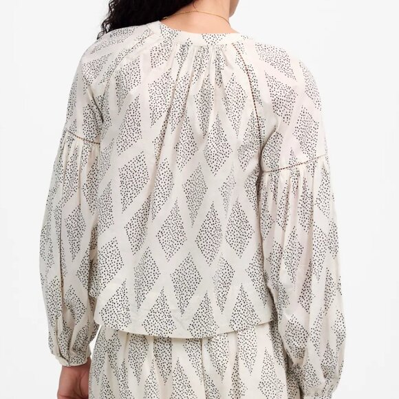 Madewell Shirred Balloon-Sleeve Top in Geometric Print Size XL - Picture 2 of 12